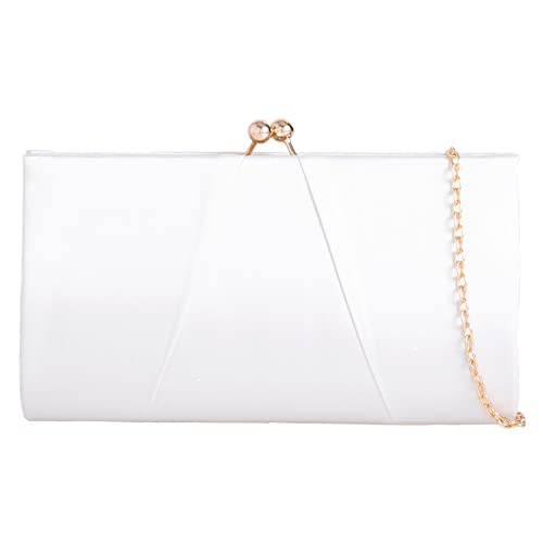 UShopUK Satin-Handtasche für Brautball, Hochzeit, Abend, Party, Handtasche, Handtasche, weiß, medium von UShopUK