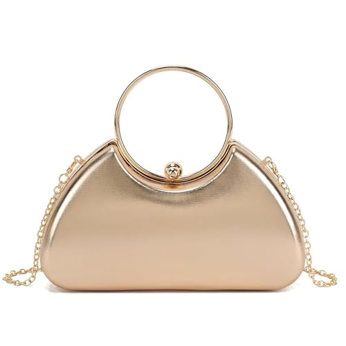 UShopUK Schlichtes Kunstleder-Hartschalenetui für Braut, Abschlussball, Hochzeit, Abend-Clutch, Party-Geldbörse, Ring-Handtasche (Roségold) von UShopUK