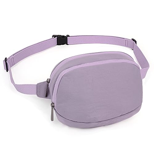 UTO Bauchtasche Damen Festival Stylisch Hüfttasche Crossbody Bag Breiter Gurt Gürteltasche Gesteppte Modisch Leicht Mit 2 Reißverschlusstaschen Für Freizeit Outdoor Sport Dating Geschenk Violett von UTO