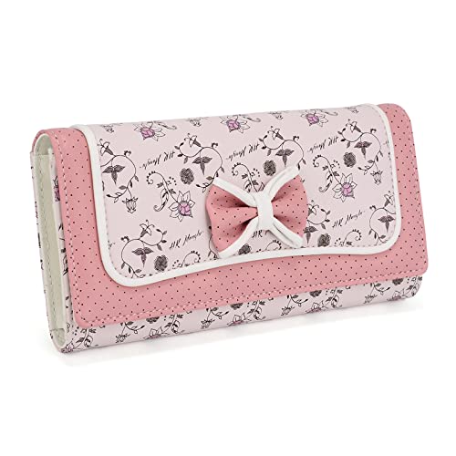 UTO Geldbörse Damen Gross Geldbeutel Mädchen Teenager Blumen Brieftasche Lange Geldbeutel Viele Fächer Süßer Kartenhalter Clutch Reißverschluss Portemonnaie Große Kapazität Schleife Portmonee Rosa von UTO