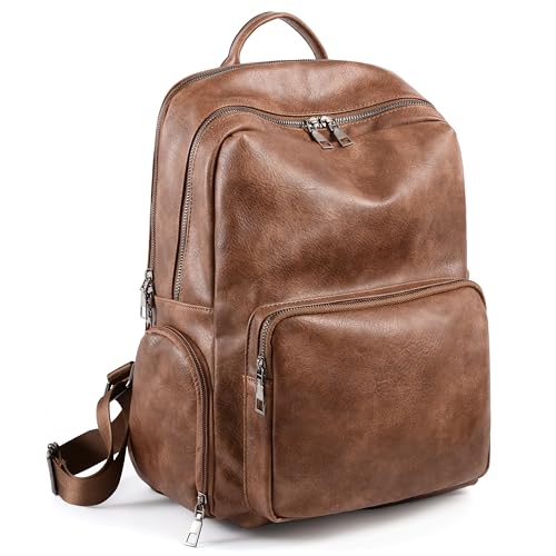 UTO Rucksack Damen Leder Mit Schuhfach Laptopfach Flaschenfach Diebstahlfach Kunstleder Wasserdicht Travel Backpack Modern Elegant vielen Fächer Tagesrucksack Laptop Arbeit Freizeit Reise Lässige von UTO