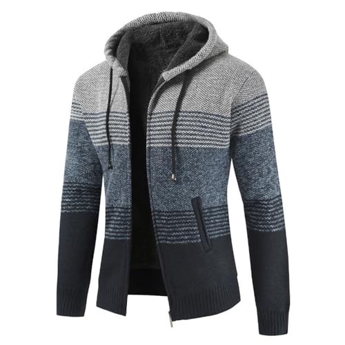 UUAISSO Herren Hoodies Strickpullover Full Zip Fleece Gefüttert Cardigan Lässige Regular Fit Strickjacke Mit Kapuze Hellgrau + Marineblau XXXL UUAISSO Herren Hoodies Strickpullover Full Zip Fleece Gefüttert Cardigan Lässige Regular Fit Strickjacke Mit Kapuze Hellgrau + Marineblau XXXL von UUAISSO