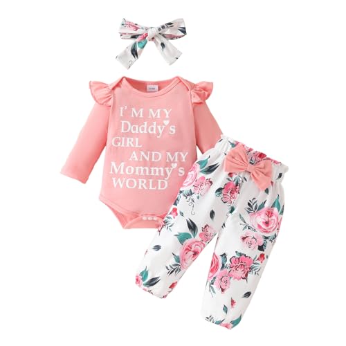 UUAISSO Neugeborenes Baby Mädchen Kleidung Papas Mädchen Langarm Strampler Tops Blumenhosen Sets Stirnband Säuglingsmädchen Herbst Outfits Buchstabe rosa 6-12 Monate UUAISSO Neugeborenes Baby Mädchen Kleidung Papas Mädchen Langarm Strampler Tops Blumenhosen Sets Stirnband Säuglingsmädchen Herbst Outfits Buchstabe rosa 6-12 Monate von UUAISSO