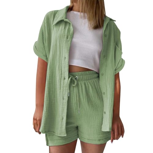 Sommer Outfits Damen, musselin Bluse Damen leinen Shirt Zweiteiler Outfits Set 2 teiler Kleidung Oversized Loungewear für Clothes Pyjama elegant Summer Two Piece Kleid Suits Sommer Outfits Damen, musselin Bluse Damen leinen Shirt Zweiteiler Outfits Set 2 teiler Kleidung Oversized Loungewear für Clothes Pyjama elegant Summer Two Piece Kleid Suits von UXSELKCD