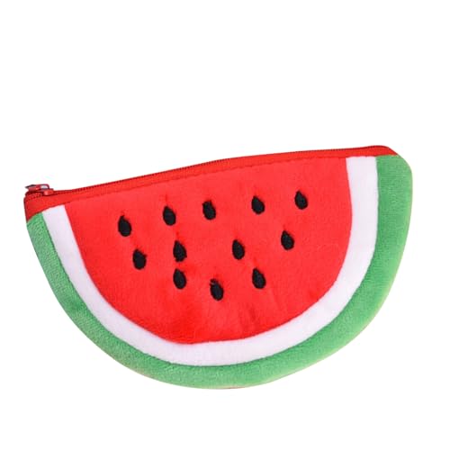 Uadme Wassermelonen-Wechseltasche, Süßes, Lustiges Design, Weiches Plüsch, Mini-Geldbörse, Mini-Geldbeutel mit Wassermelonen-Fruchtdruck, Reißverschluss für Lippenstifte, Ohrhörer, von Uadme