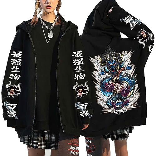 One Piece Luffy Roronoa Zoro Jacke japanische Anime Pullover Freizeit Kapuzenpullover Herbst Weinachten Sweater,030D,3XL1 von Ubeisy