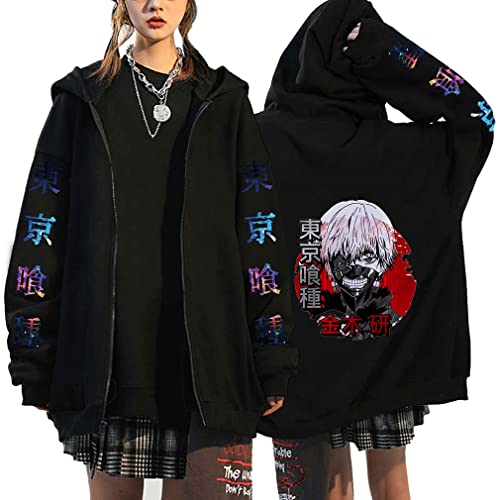 Ubeisy Anime Hoodie Merch Ken Kaneki Zip up Kapuzenpullover Anime Cosplay Herbst Winter Hoodies für Herren Damen,003E,XXL1 von Ubeisy