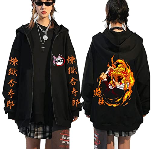 Ubeisy Herren Anime Anime Hoodie mit Nezuko Tanjiro Giyuu Aufdruck Kimetsu no Yaiba Zip-up Jacke,005B,L1 von Ubeisy