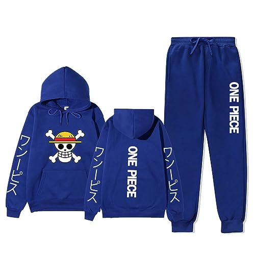 Ubeisy One Piece Luffy Zoro Herbst Hoodies Jungen Anzüge Fashion Mode Lässig Hoodie Hosen Japanische Anime Lose Kinder Kleidung,004blue,M1 von Ubeisy