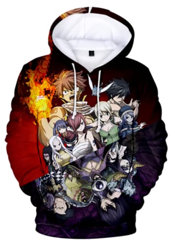 Unisex Kapuzenpullover 3D Druck Anime Hoodie Trendiges Pullover mit Manga Figur Natsu Lucy Erza für Herren und Damen,15193,M1 von Ubeisy