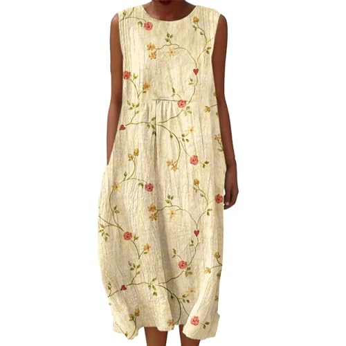 Musselin Falten Rundhals Vintage Blumendruck Strandkleids Damen Sommerkleid Baumwolle Leinen Tunika Ärmellos Casual Kleid Rundhalsausschnitt Knielang Boho Leinenkleid Luftig mit Taschen Freizeitkleid Musselin Falten Rundhals Vintage Blumendruck Strandkleids Damen Sommerkleid Baumwolle Leinen Tunika Ärmellos Casual Kleid Rundhalsausschnitt Knielang Boho Leinenkleid Luftig mit Taschen Freizeitkleid von Udbeksid