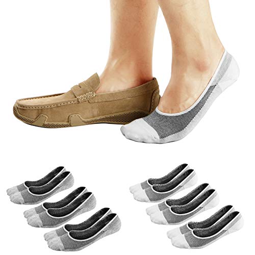 Ueither Herren Sneaker Socken Atmungsaktiv Low Cut Unsichtbar Socken Kurzsocken Baumwoll Knöchelsocken Sportsocken (Weiß/Grau (3 Paar Jeder), 44-48) von Ueither