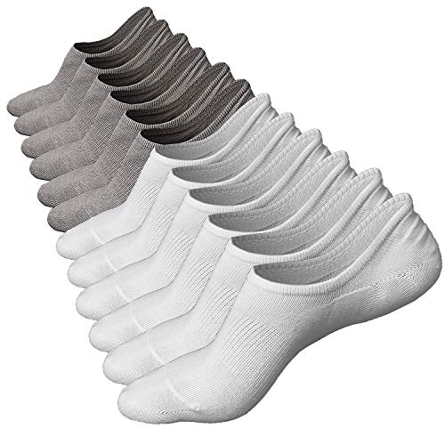 Ueither Sportliche, tief geschnittene Baumwollsocken für Männer mit Herren SneakerSocken Antirutsch-Funktion (Weiß/Grau (3 Paare Jeder),38-44) von Ueither