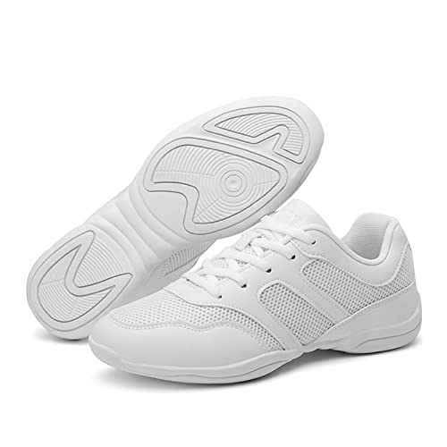 Uhclrr Tanzschuhe Kinder Vier Jahreszeiten Schuhe Atmungsaktiv und bequem Weich Aerobic Erwachsene Aerobic Cheerleading-Fitnessschuhe Gymnastik Tanz (39, Weiß) von Uhclrr