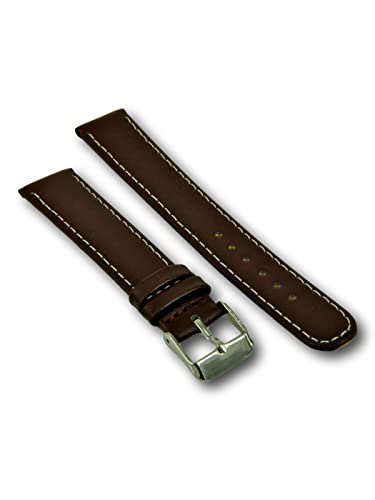 Uhren Pevak® Leder Uhrenarmband Glatt Braun mit Weisser Naht 12mm Uhr Armband Uhrband Ersatzband von Uhren Pevak