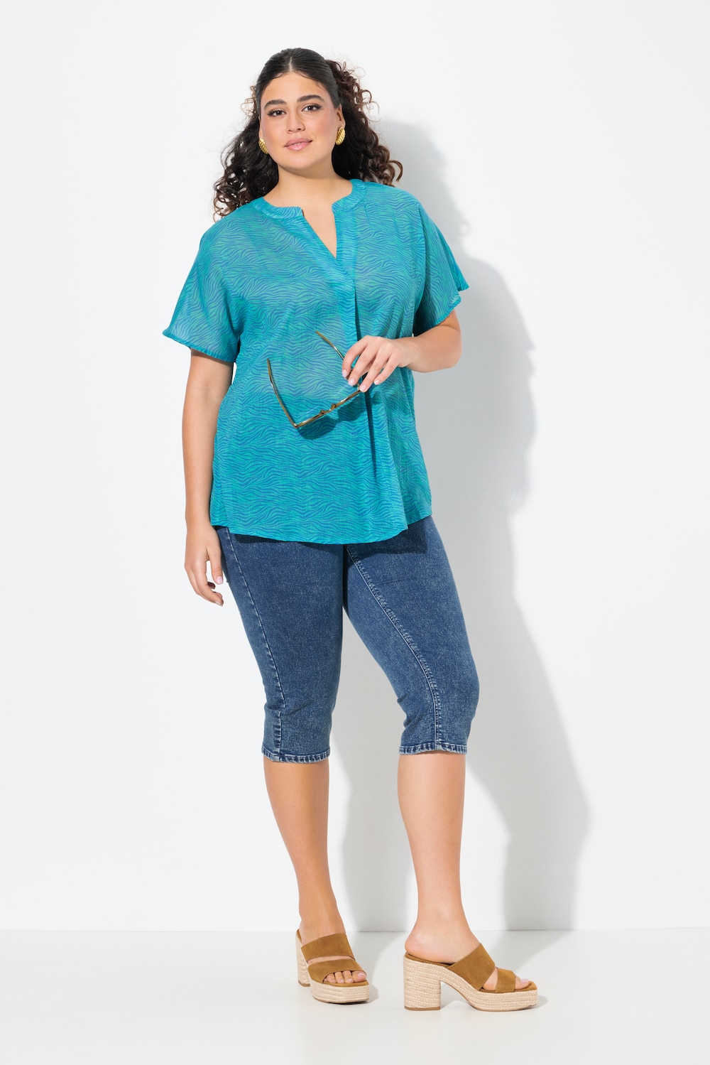 Große Größen Capri Sarah, Damen, blau, Größe: 52, Baumwolle/Polyester, Ulla Popken Große Größen Capri Sarah, Damen, blau, Größe: 52, Baumwolle/Polyester, Ulla Popken von Ulla Popken
