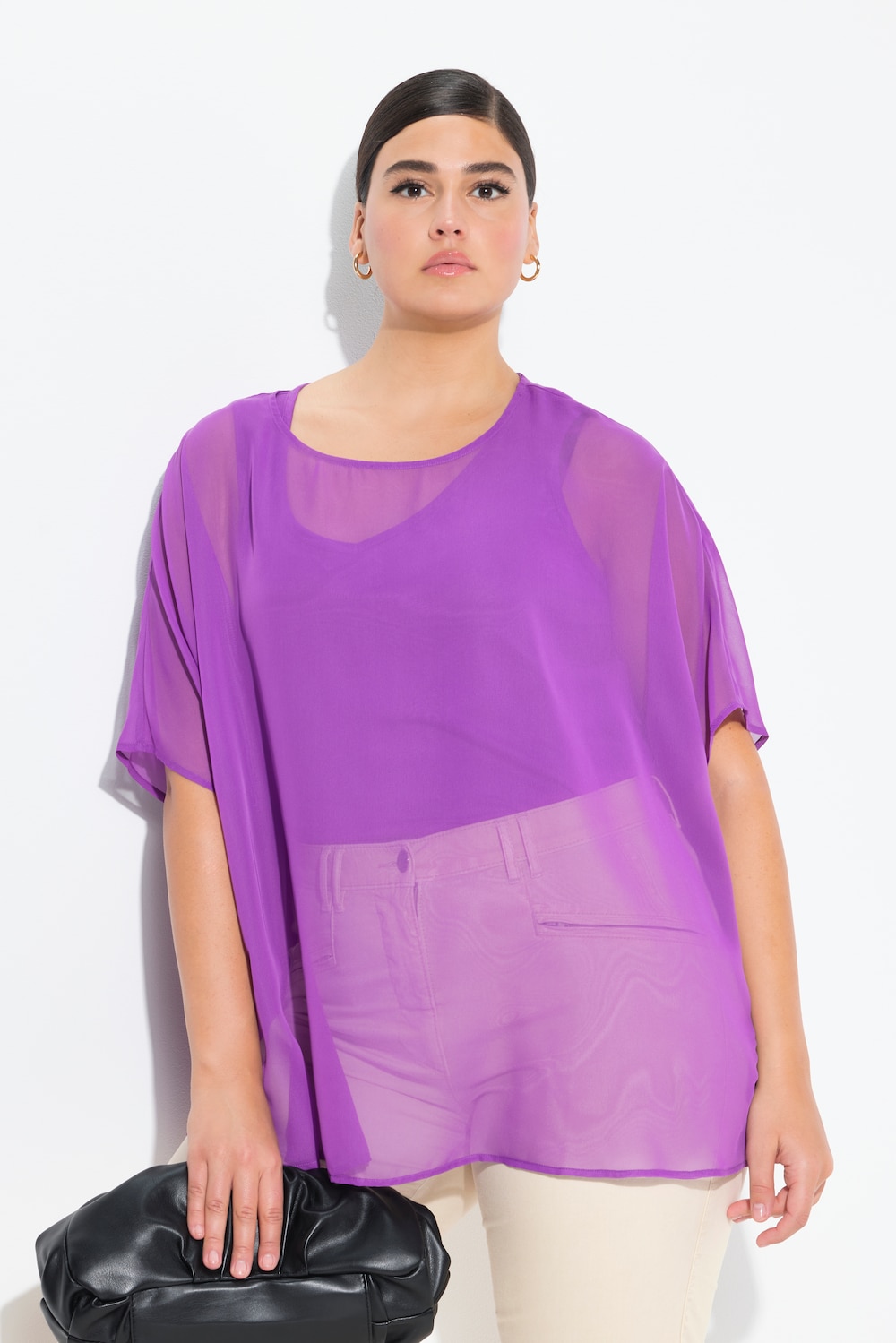 Große Größen Chiffonbluse, Damen, lila, Größe: 1=42-48, Polyester, Ulla Popken Große Größen Chiffonbluse, Damen, lila, Größe: 1=42-48, Polyester, Ulla Popken von Ulla Popken