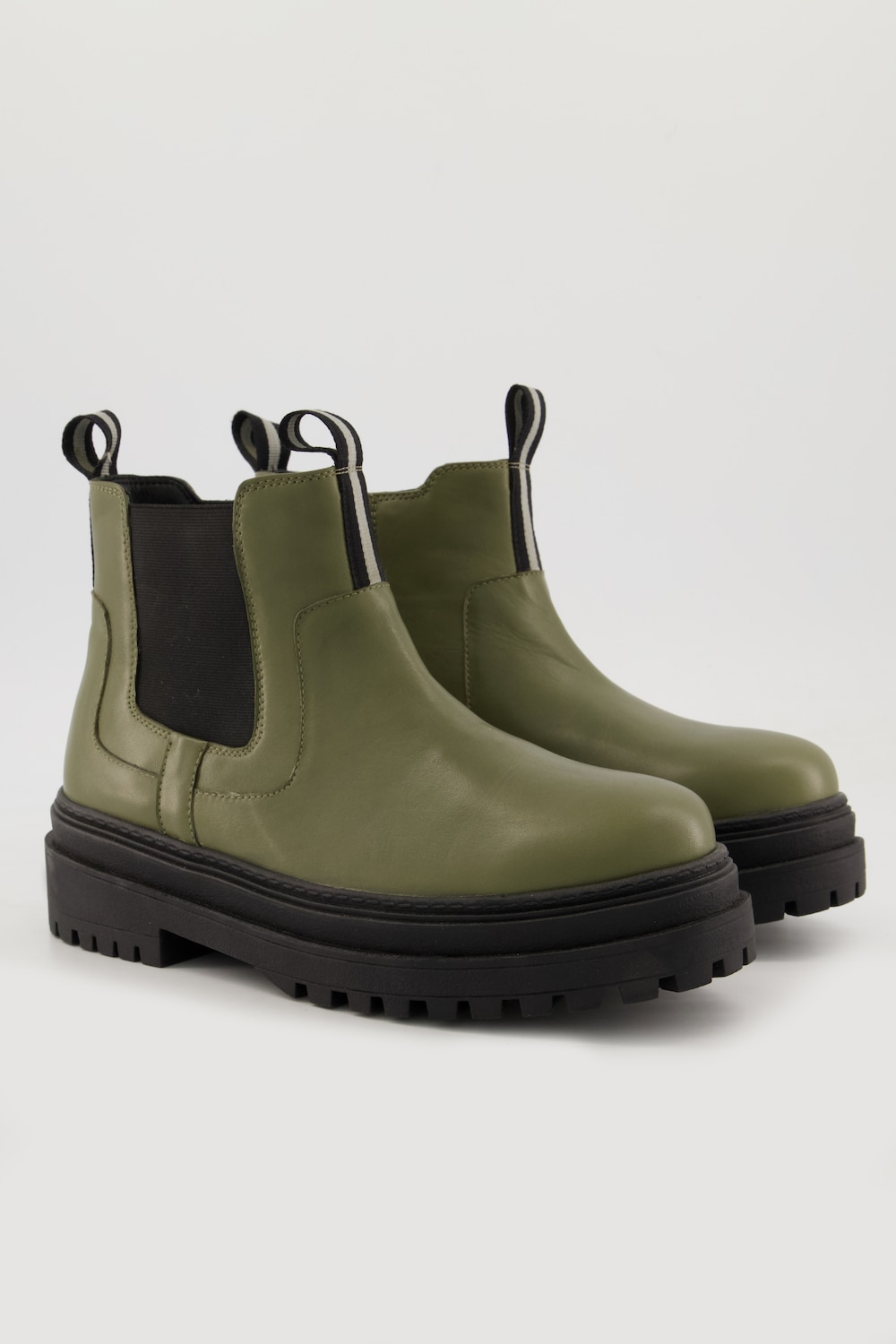 Chunky Chelsea-Boots, Damen, grün, Größe: 42, Leder/Synthetische Fasern, Ulla Popken von Ulla Popken