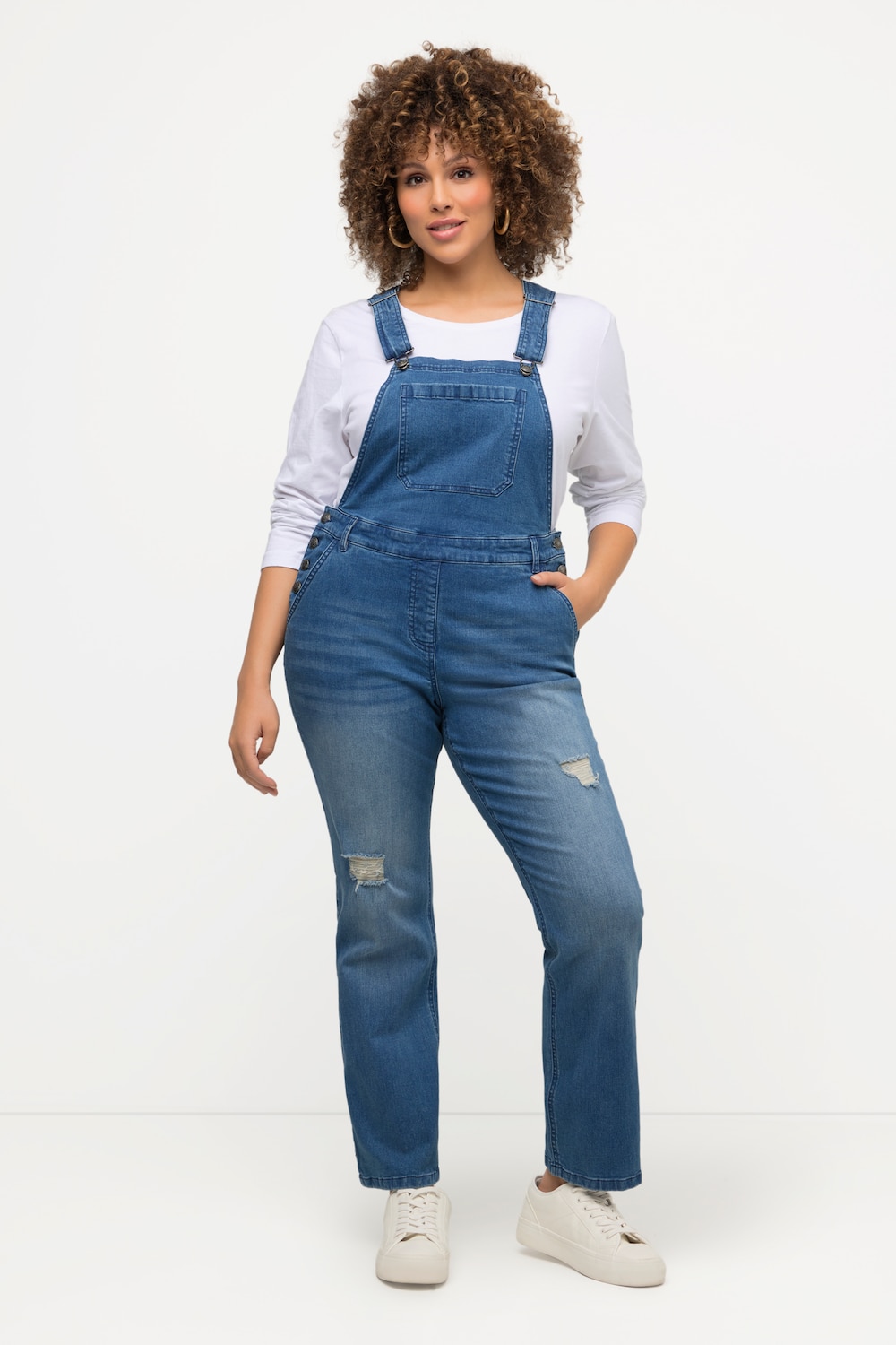 Große Größen Jeans-Latzhose, Damen, blau, Größe: 44, Baumwolle, Ulla Popken von Ulla Popken