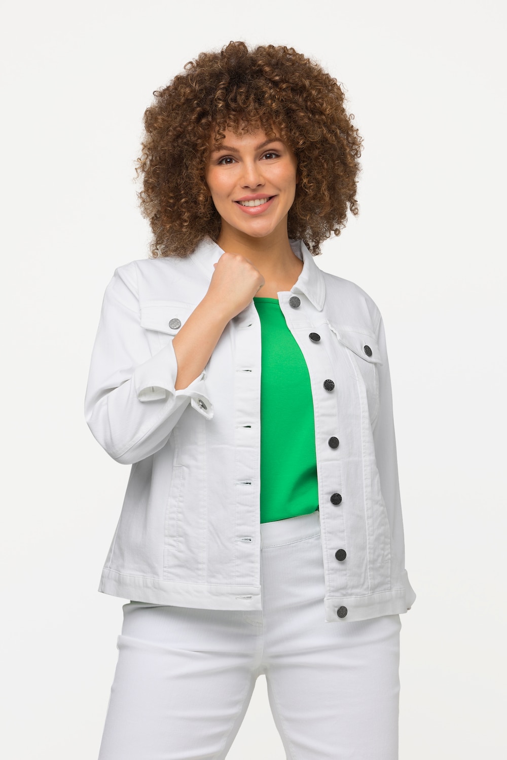 Große Größen Jeansjacke, Damen, weiß, Größe: 52, Baumwolle/Polyester/Viskose, Ulla Popken Große Größen Jeansjacke, Damen, weiß, Größe: 52, Baumwolle/Polyester/Viskose, Ulla Popken von Ulla Popken