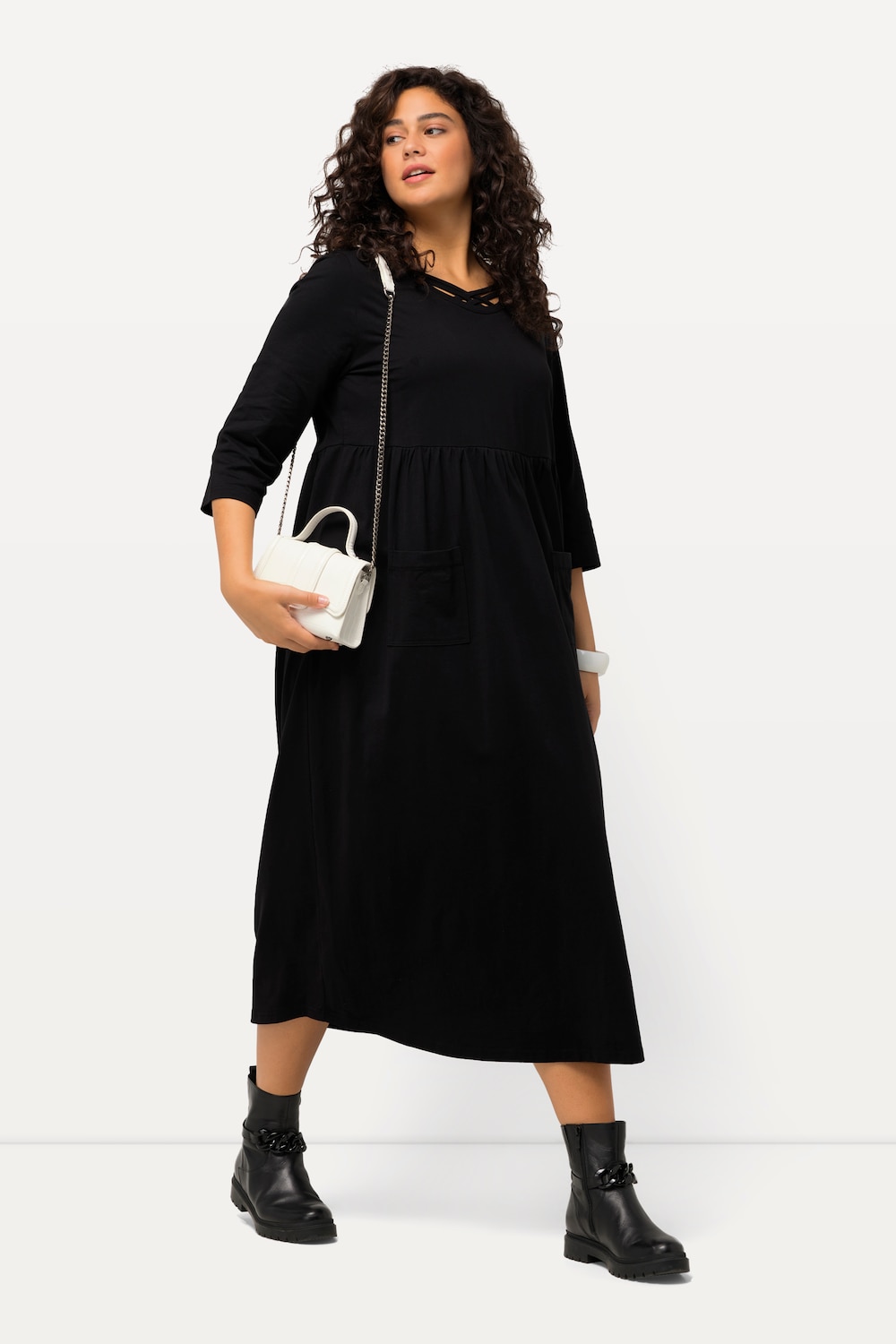 Große Größen Jerseykleid, Damen, schwarz, Größe: 54/56, Baumwolle, Ulla Popken von Ulla Popken