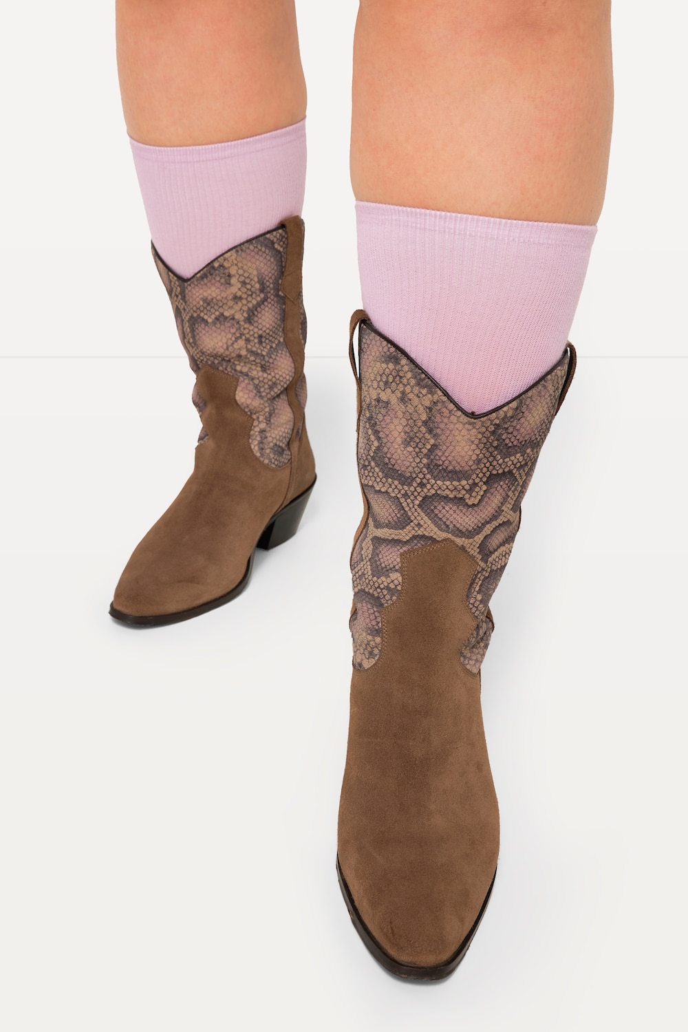 Leder-Western-Stiefeletten, Damen, beige, Größe: 41, Polyester/Leder, Ulla Popken Leder-Western-Stiefeletten, Damen, beige, Größe: 41, Polyester/Leder, Ulla Popken von Ulla Popken