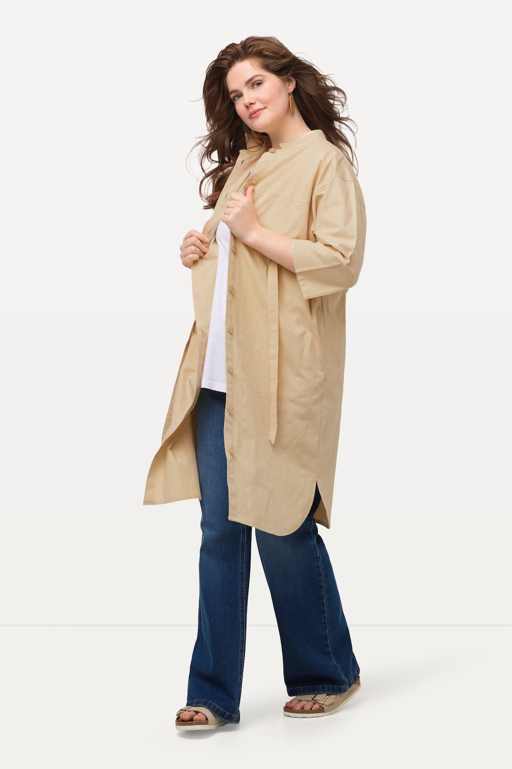 Große Größen Longjacke, Damen, beige, Größe: 58/60, Baumwolle, Ulla Popken Große Größen Longjacke, Damen, beige, Größe: 58/60, Baumwolle, Ulla Popken von Ulla Popken