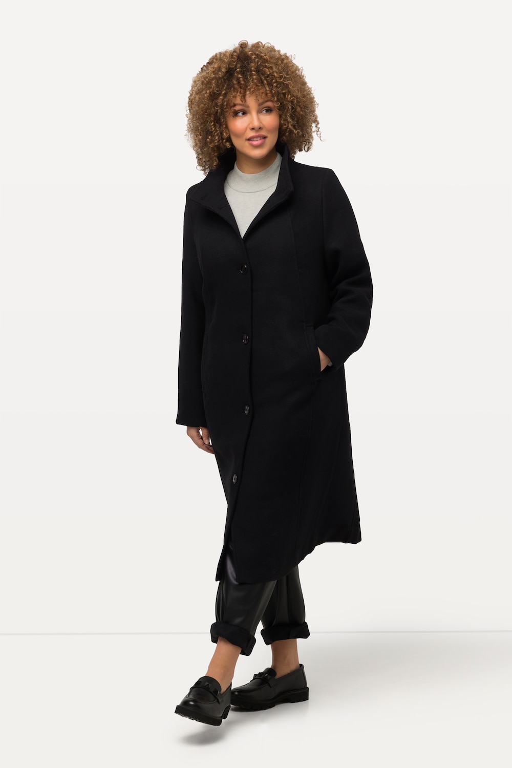 Große Größen Mantel, Damen, schwarz, Größe: 42/44, Polyester/Wolle, Ulla Popken von Ulla Popken