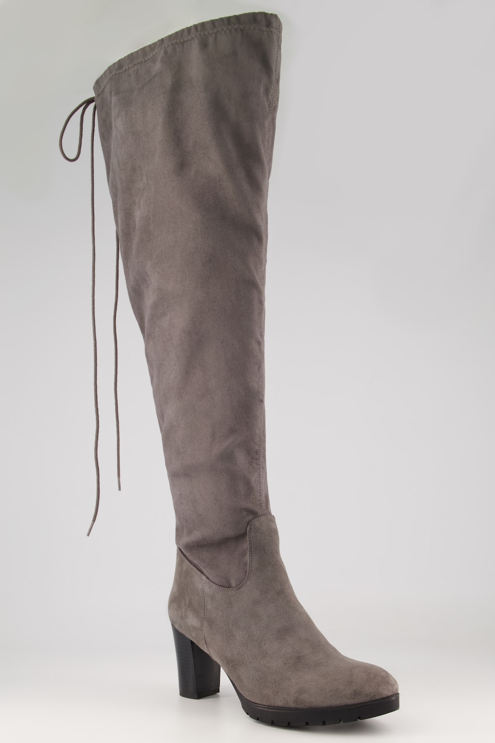 Overknee-Stiefel, Damen, grau, Größe: 38, Leder/Synthetische Fasern, Ulla Popken von Ulla Popken