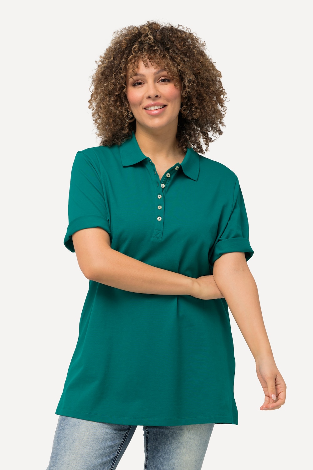 Große Größen Poloshirt, Damen, grün, Größe: 54/56, Baumwolle, Ulla Popken von Ulla Popken