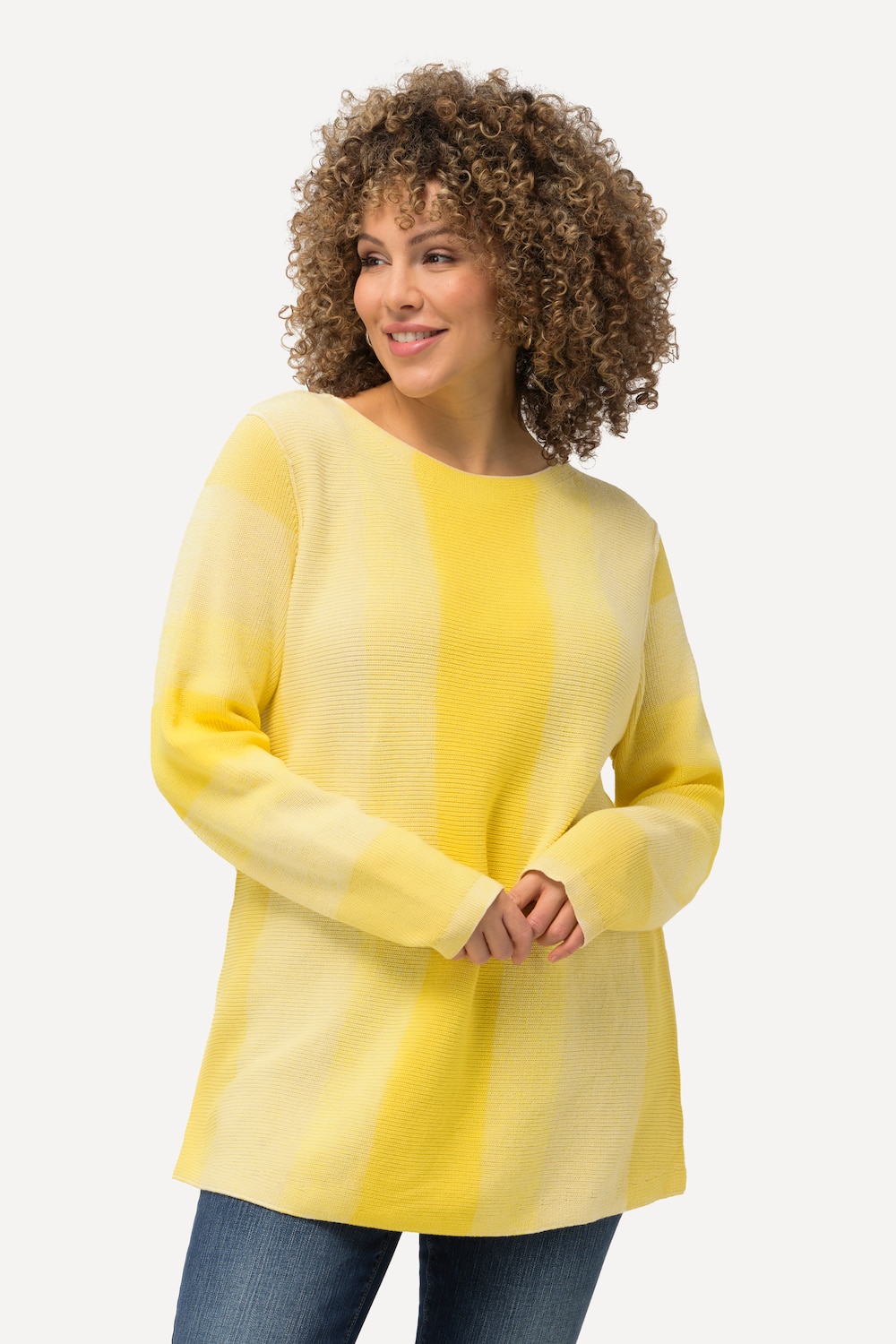 Große Größen Pullover, Damen, gelb, Größe: 62/64, Baumwolle, Ulla Popken von Ulla Popken