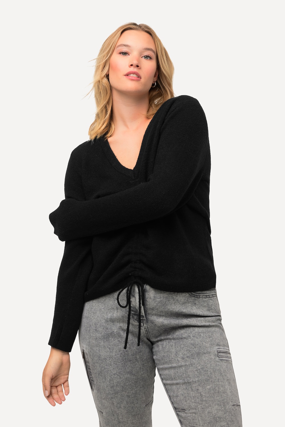 Große Größen Pullover, Damen, schwarz, Größe: 50/52, Synthetische Fasern, Ulla Popken von Ulla Popken