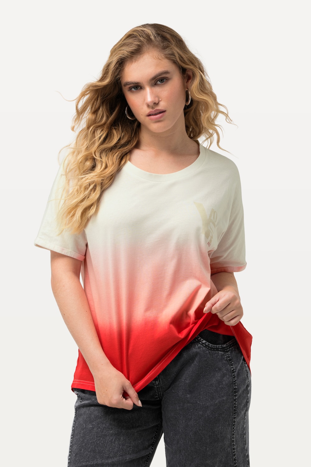 Große Größen T-Shirt, Damen, beige, Größe: 50/52, Baumwolle, Ulla Popken von Ulla Popken