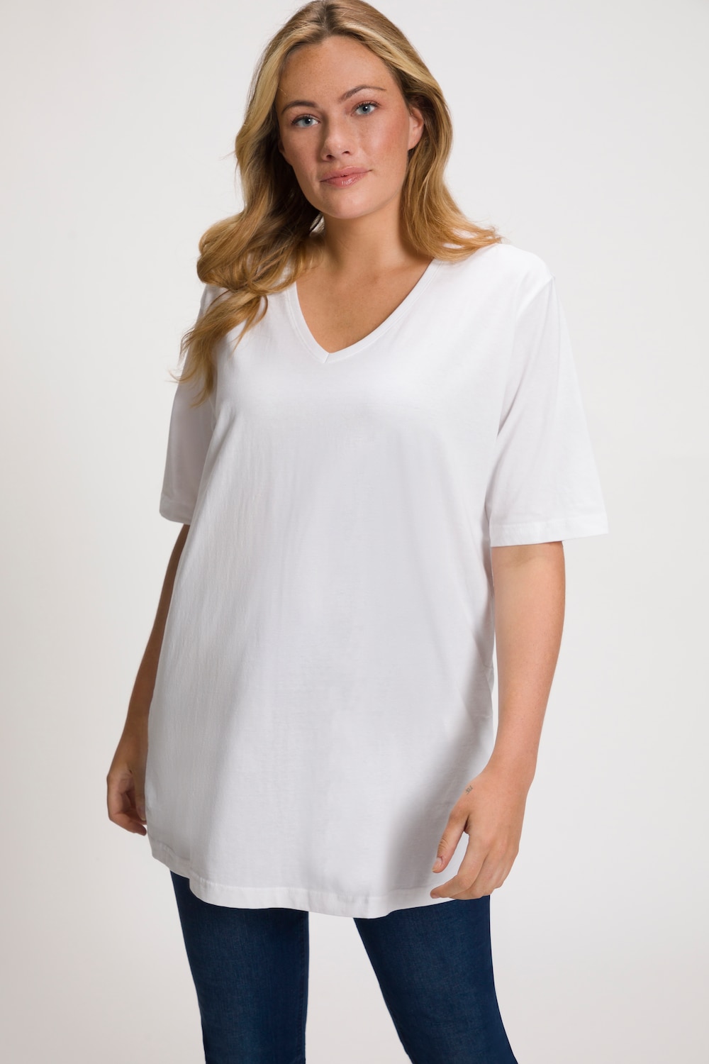 Große Größen T-Shirt, Damen, weiß, Größe: 42/44, Baumwolle, Ulla Popken von Ulla Popken