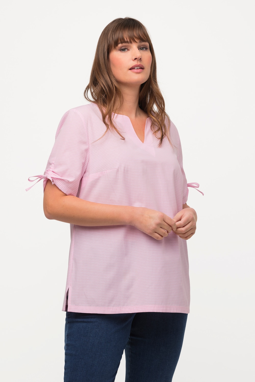 Große Größen Trachten-Karobluse, Damen, rosa, Größe: 42/44, Baumwolle/Polyester, Ulla Popken von Ulla Popken