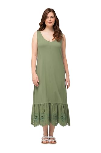Ulla Popken Damen Jersey Strap Dress with Embroidery Anglaise Kleid, Salbei, 52-54 Ulla Popken Damen Jersey Strap Dress with Embroidery Anglaise Kleid, Salbei, 52-54 von Ulla Popken