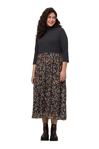 Ulla Popken Damen Meshkleid mit Rippentop Kleider, Asphalt, 46-48 von Ulla Popken