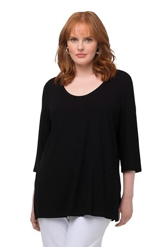 Ulla Popken Damen 3/4 Arm T-Shirt, schwarz, 58-60 von Ulla Popken