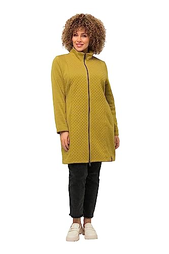 Ulla Popken Damen Strickfleece-Jacke, Lange Form, Stehkragen, 2-Wege-Zipper Sweatjacke, Dunkles senfgelb, 50-52 von Ulla Popken