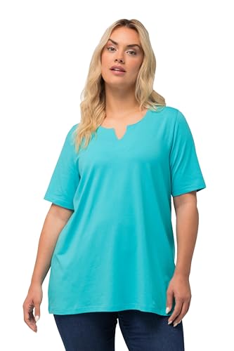 Ulla Popken Damen, A-Linie, Tunika-Ausschnitt, Halbarm T-Shirt, Tiefes Aqua, 46-48 von Ulla Popken