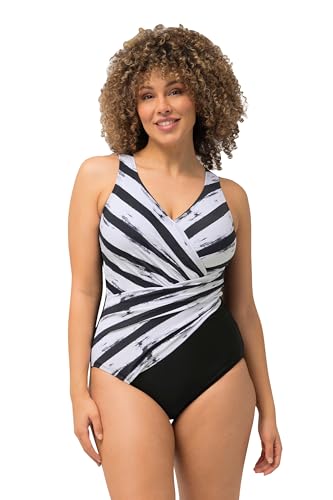 Ulla Popken Damen, Dana, Bockstreifen Badeanzug, Schwarz, 58 Ulla Popken Damen, Dana, Bockstreifen Badeanzug, Schwarz, 58 von Ulla Popken
