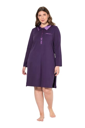 Ulla Popken Damen, Kragen, Satindetails, Langarm Nachthemd, aubergine, 46/48 Ulla Popken Damen, Kragen, Satindetails, Langarm Nachthemd, aubergine, 46/48 von Ulla Popken