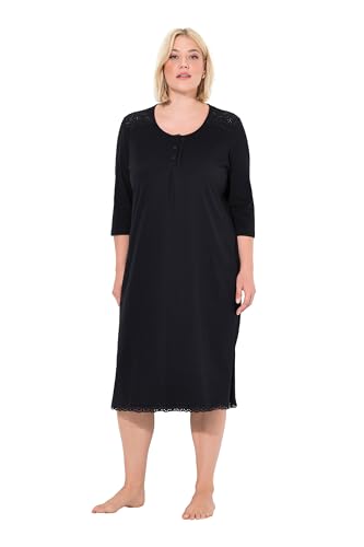 Ulla Popken Damen, Lochstickerei, Zierfalte, Rundhals, 3/4-Arm Nachthemd, schwarz, 58/60 Ulla Popken Damen, Lochstickerei, Zierfalte, Rundhals, 3/4-Arm Nachthemd, schwarz, 58/60 von Ulla Popken