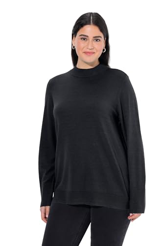 Ulla Popken Damen, Stehkragen, Langarm, Rippbündchen Pullover, schwarz, 42-44 von Ulla Popken