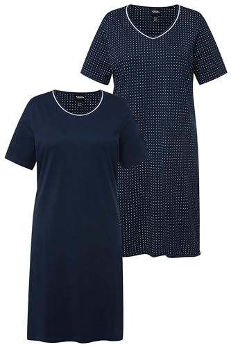 Ulla Popken Damen 2pcs, Bigshirts, Simple and dots Nachthemd, Nachtblau, 50-52 von Ulla Popken