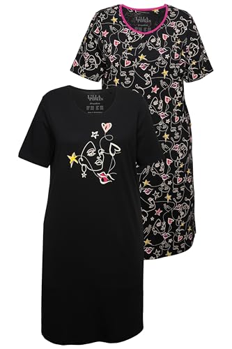 Ulla Popken Damen 2pcs, Bigshirts, face Nachthemd, schwarz, 42/44 Ulla Popken Damen 2pcs, Bigshirts, face Nachthemd, schwarz, 42/44 von Ulla Popken