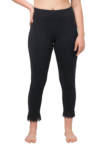 Ulla Popken Damen 7/8-Leggings, Saumspitze, Biobaumwolle, schwarz, 46/48 Ulla Popken Damen 7/8-Leggings, Saumspitze, Biobaumwolle, schwarz, 46/48 von Ulla Popken