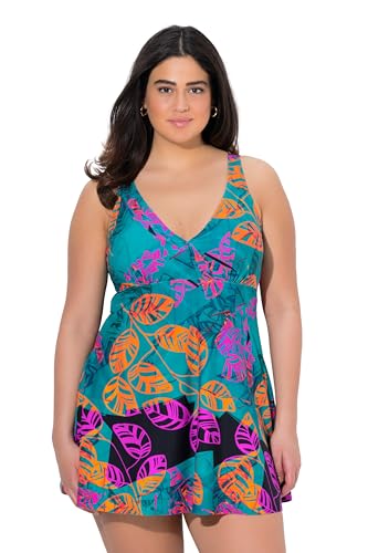 Ulla Popken Damen Badekleid, Blätter, Softcups, Powermesh-Vorderfutter Badeanzug, Petrol, 52-54 Ulla Popken Damen Badekleid, Blätter, Softcups, Powermesh-Vorderfutter Badeanzug, Petrol, 52-54 von Ulla Popken