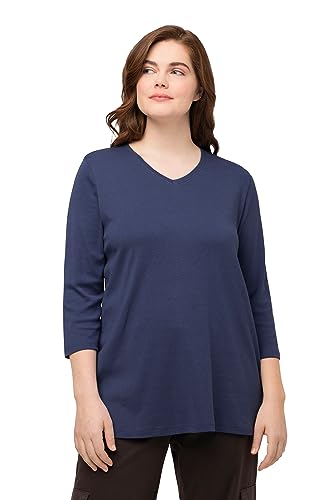 Ulla Popken Damen Basic T-Shirt, Blau Grau, 50-52 von Ulla Popken