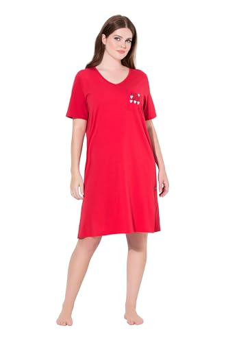 Ulla Popken Damen Bigshirt, Herzmotiv, V-Ausschnitt, Halbarm Nachthemd, Salsa, 46/48 Ulla Popken Damen Bigshirt, Herzmotiv, V-Ausschnitt, Halbarm Nachthemd, Salsa, 46/48 von Ulla Popken